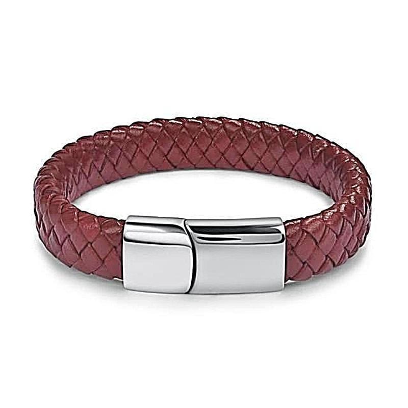 Leather Phoenix Red Leather Magnetic Bracelet