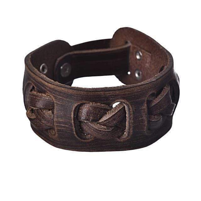 Leather Rustic Braided Leather Cuff Bracelets