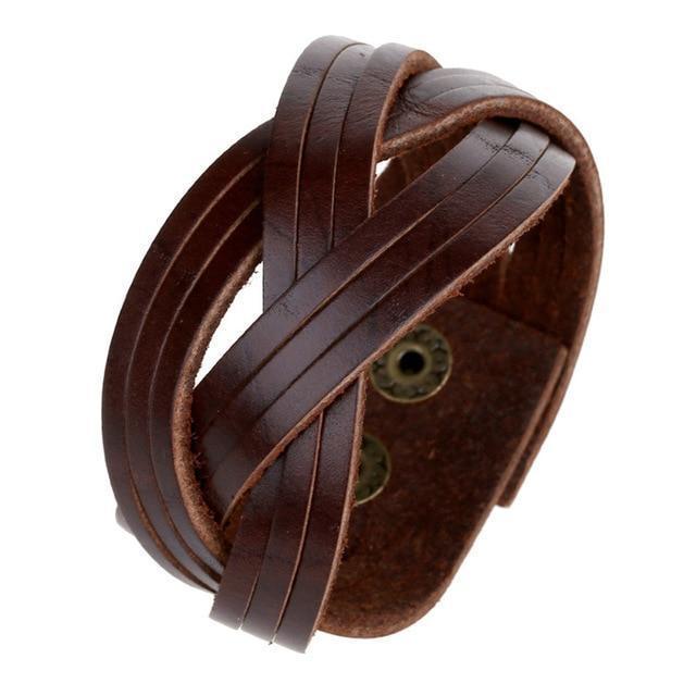 Leather Rustic Brown Strap Leather Cuff Bracelet