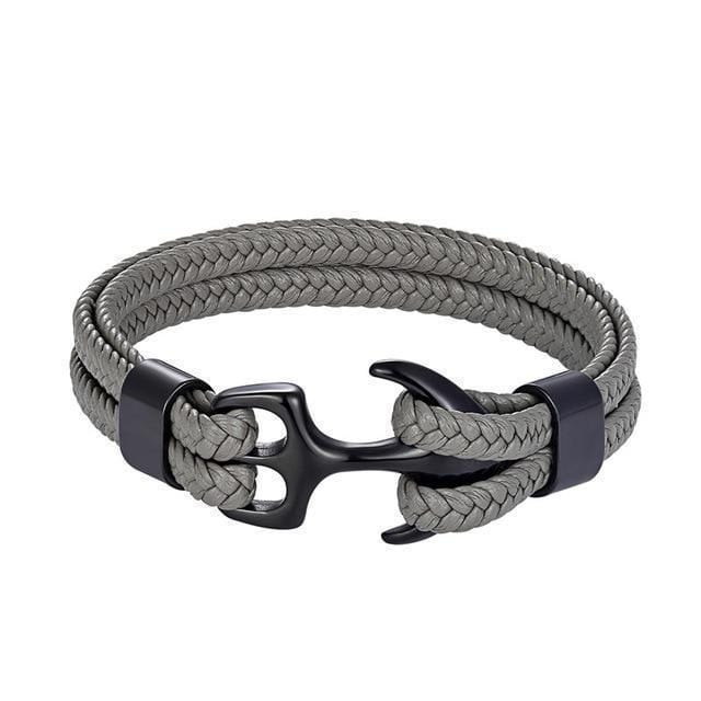 Leather Titanium Anchor Leather Bracelet