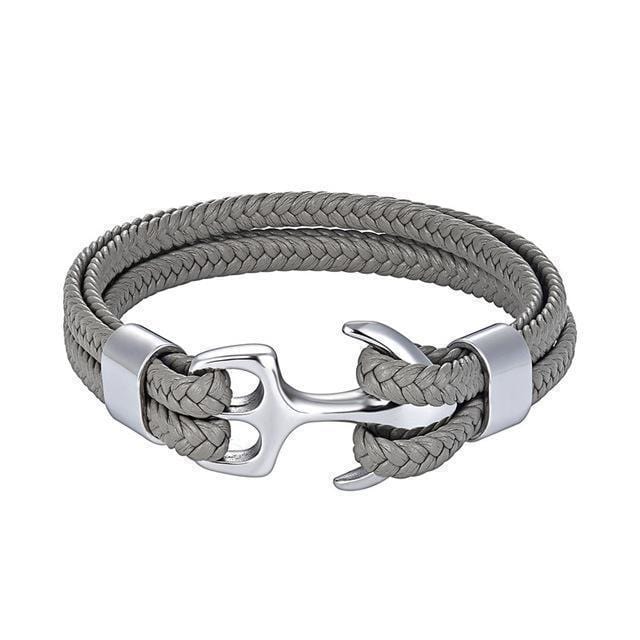 Leather Titanium Anchor Leather Bracelet