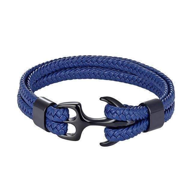 Leather Titanium Anchor Leather Bracelet