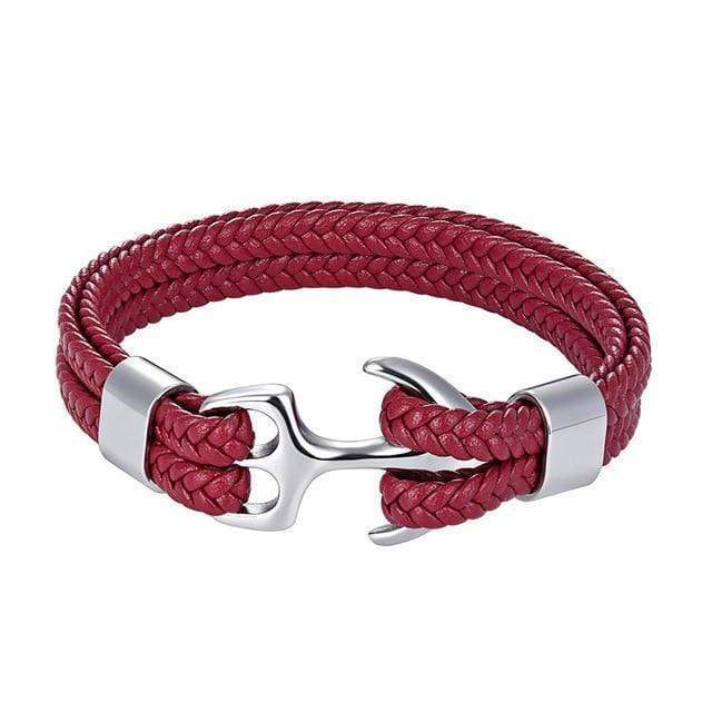 Leather Titanium Anchor Leather Bracelet