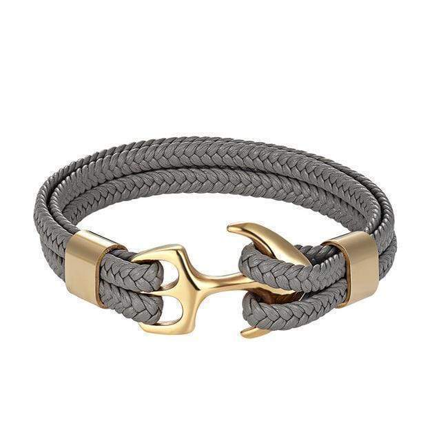 Leather Titanium Anchor Leather Bracelet