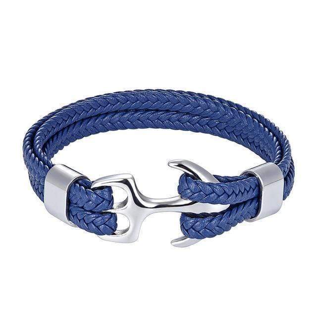 Leather Titanium Anchor Leather Bracelet
