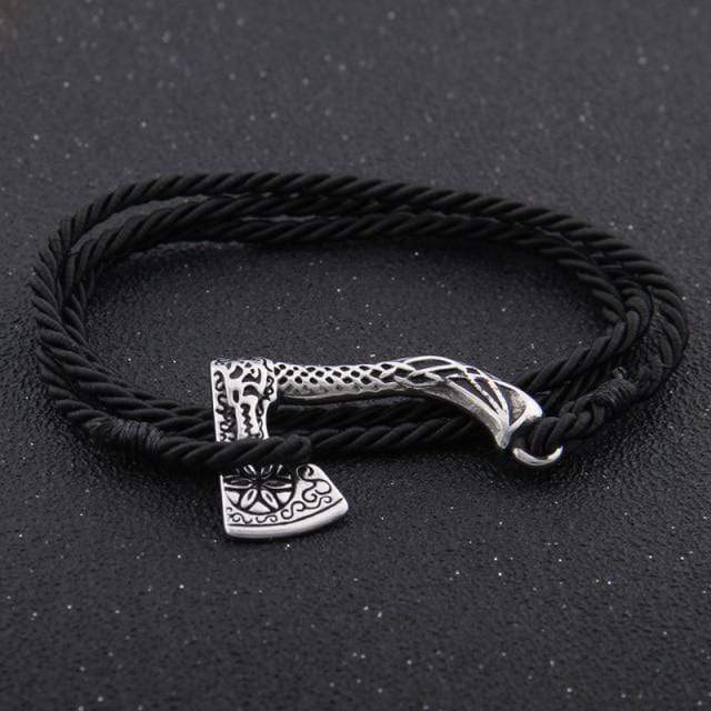 Leather Valknut Axe Amulet Charm Leather Bracelet