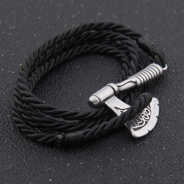 Leather Valknut Axe Amulet Charm Leather Bracelet