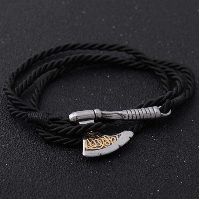 Leather Valknut Axe Amulet Charm Leather Bracelet