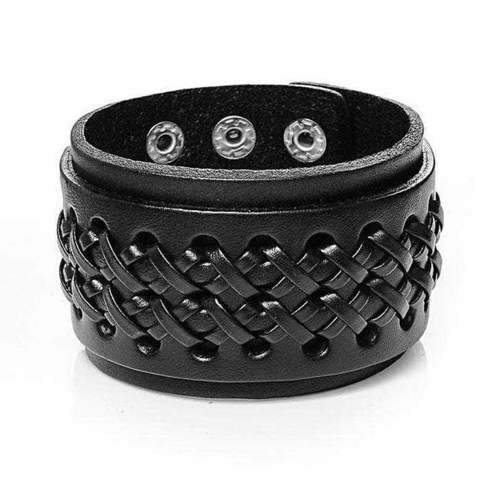 Leather Wide Braided Leather Bracelet