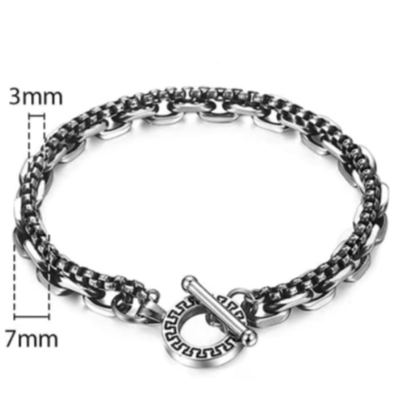 Link Chain Silver And Black Tribal Clasp Link Mens Stainless Steel Bracelets
