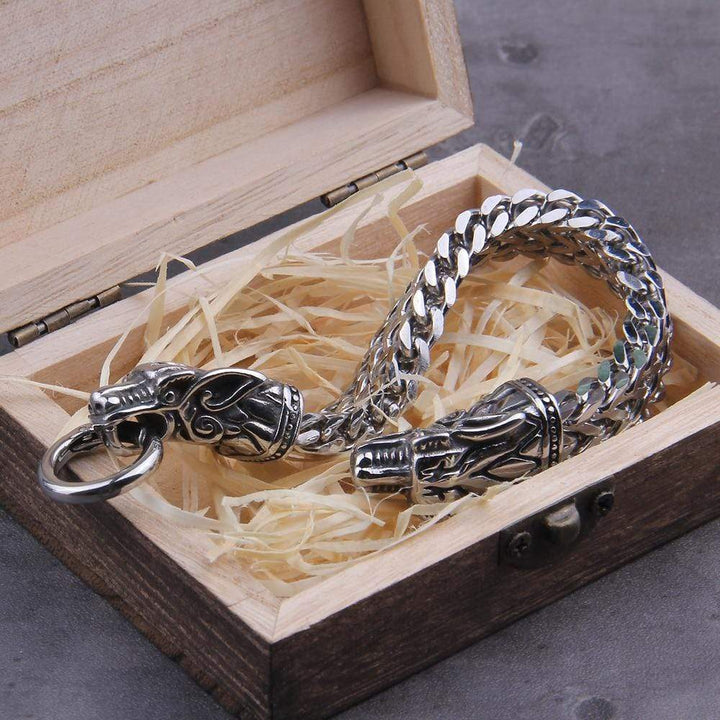 Rock Viking Dragon Charm Bracelet Link Chain Unique Leather Bracelets   