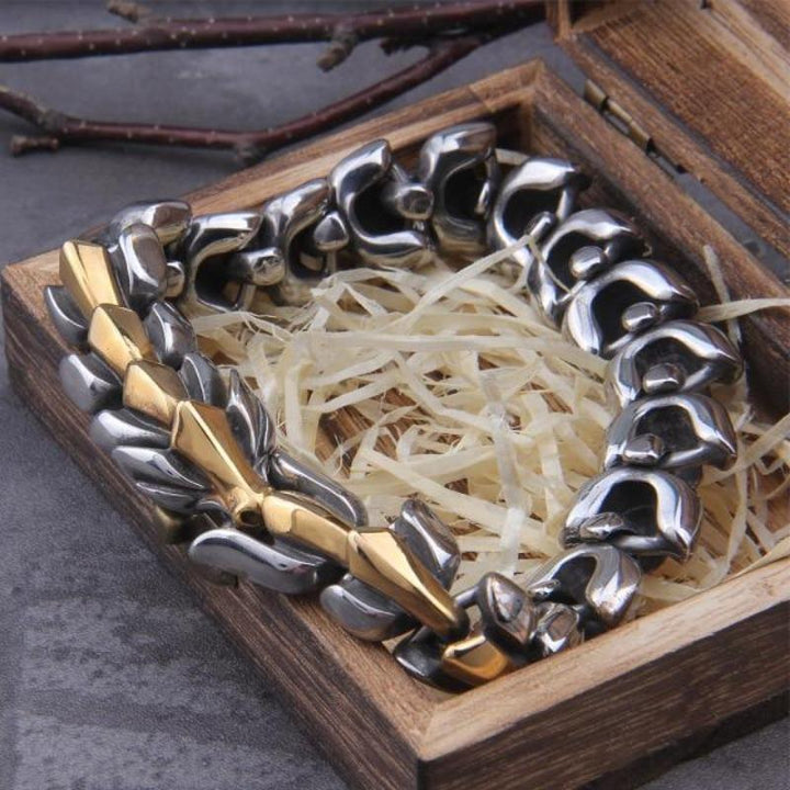 Mens Bracelets Mens Bracelet Link Chain Stainless Steel Silver/Gold / United States / 19cm