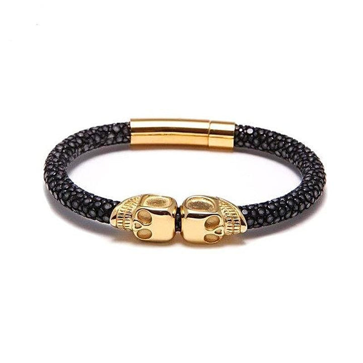 Mens Leather Bracelet Men's Exotic Luxury Leather Double Head Bracelets Gold / 16cm
