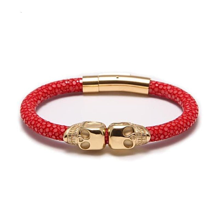 Mens Leather Bracelet Men's Exotic Luxury Leather Double Head Bracelets Red / 16cm