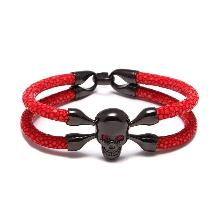 Mens Leather Bracelet Mens Exotic Luxury Leather Red Eye Bracelet