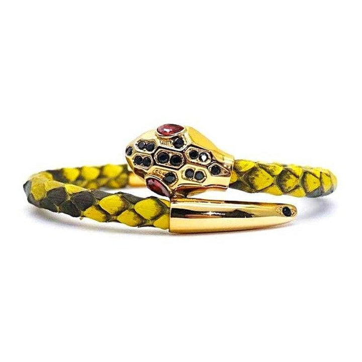 Royal Yellow Luxury Leather Leather Unique Leather Bracelets Yellow/Gold 17cm 