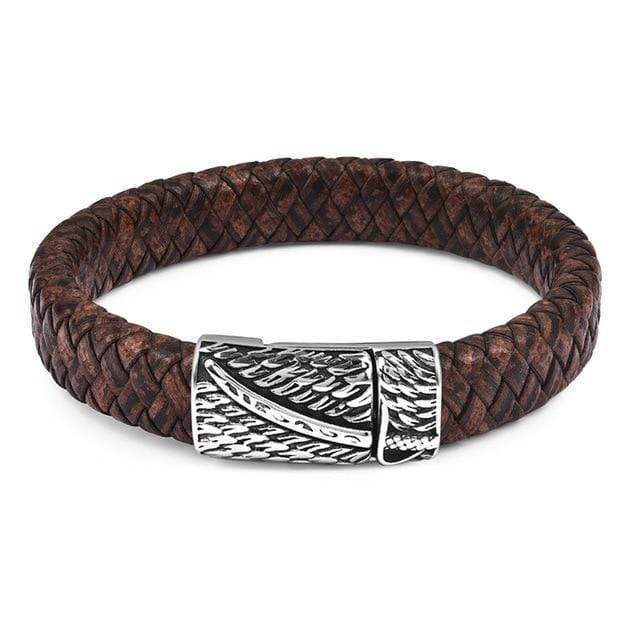 Rustic Magnetic Leather Bracelets Leather Unique Leather Bracelets Brown/Silver/Silver 18.5cm 