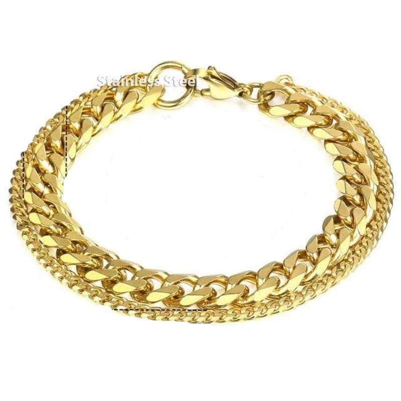 Mens Stainless Steel Bracelets Mens Stainless Steel Bracelets Thick Link Chain Bracelet Gold / 10 inch