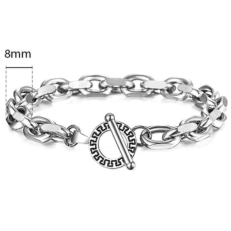 Mens Stainless Steel Bracelets Thick Link Tribal Clasp Mens Stainless Steel Bracelets 20cm / Silver