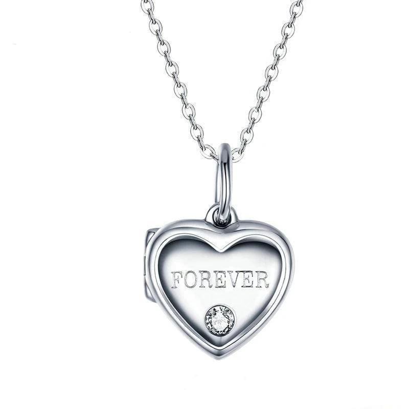 Necklace Classic Heart Shaped Photo Necklace Silver