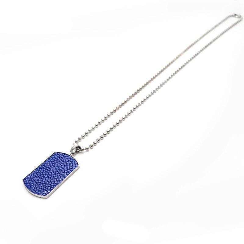 Necklace Exotic Luxury Leather Dog Tag Necklace Blue / 60cm