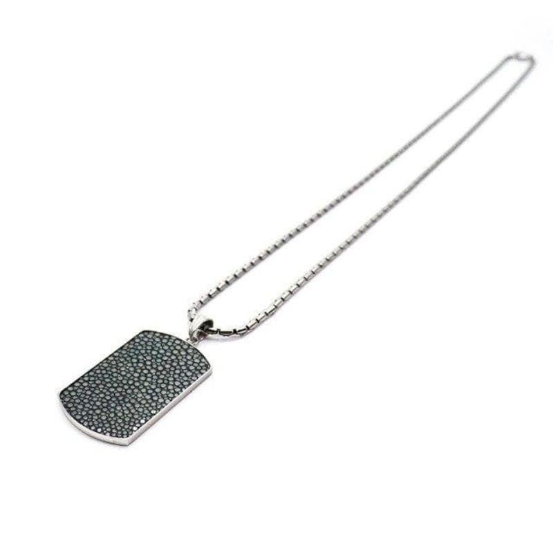 Necklace Exotic Luxury Leather Dog Tag Necklace Platinum / 60cm