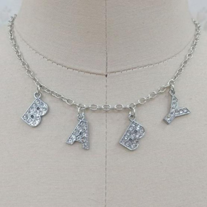 Diamond Necklace Choker Necklaces Unique Leather Bracelets 37cm with extend 6cm BABY Silver