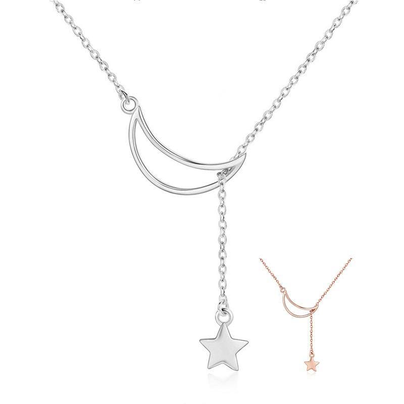 Classic Moon And Star Necklace Necklaces Unique Leather Bracelets   