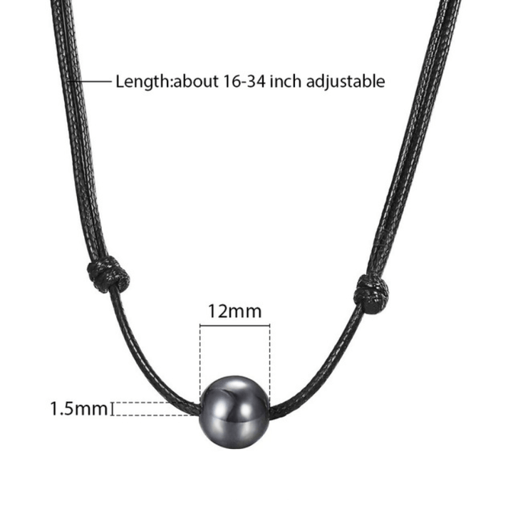 Necklaces Mens Black Leather Stone Necklaces Grey