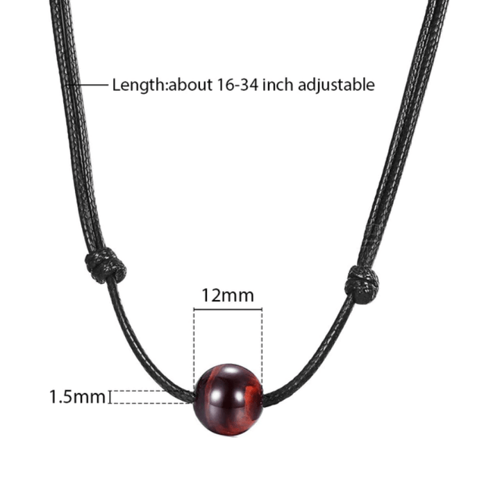 Necklaces Mens Black Leather Stone Necklaces Red