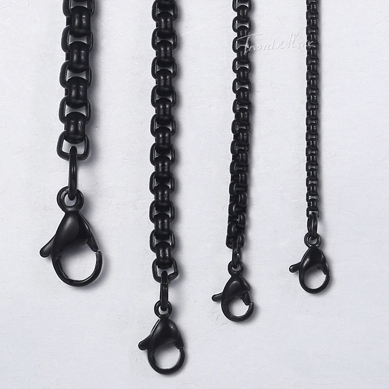 Necklaces Mens Black Stainless Steel Necklaces