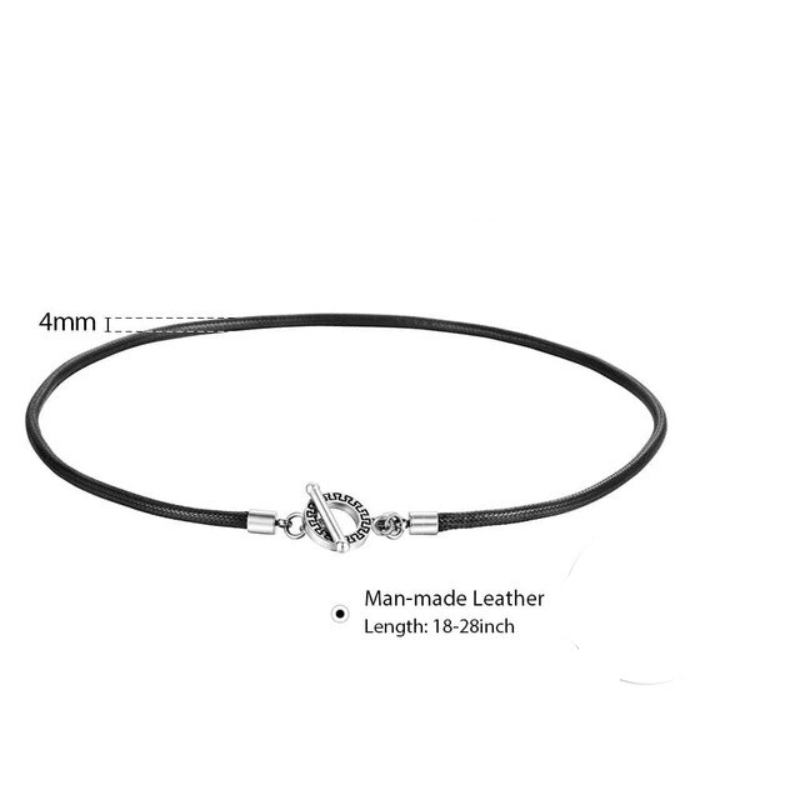 Necklaces Mens Braided Black Leather Choker Necklace Black / 18inch