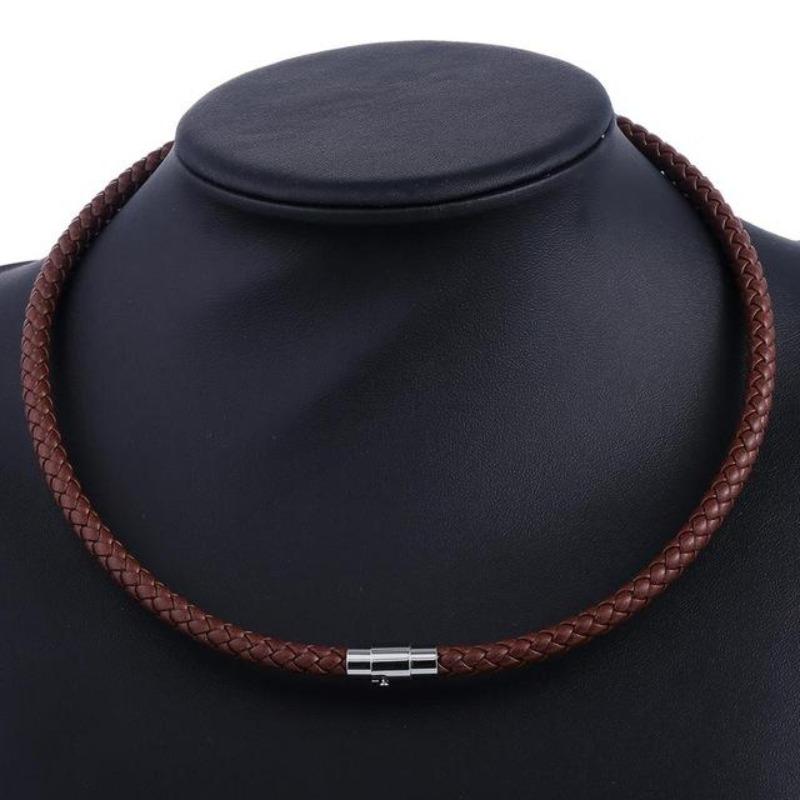 Necklaces Mens Classic Leather Choker Necklace
