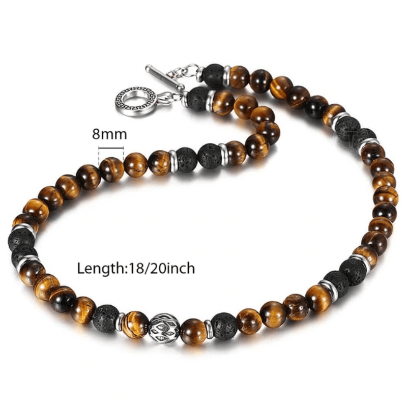 Necklaces Mens Tigers Eye Beaded Necklace Brown/1 / 20inch