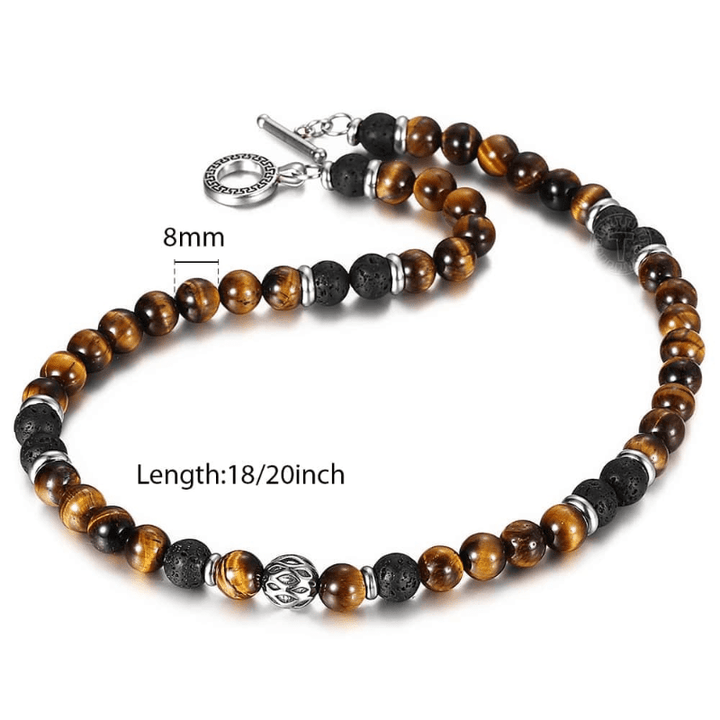 Necklaces Mens Tigers Eye Beaded Necklace Brown / 18inch