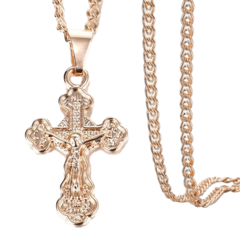 Necklaces Rose Gold Encrusted Cross Pendant Necklace