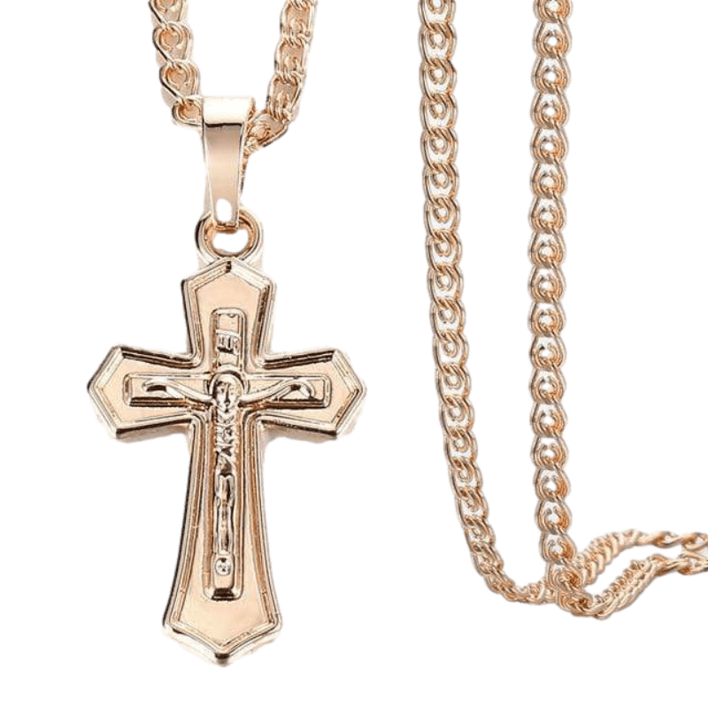 Necklaces Rose Gold Encrusted Cross Pendant Necklace