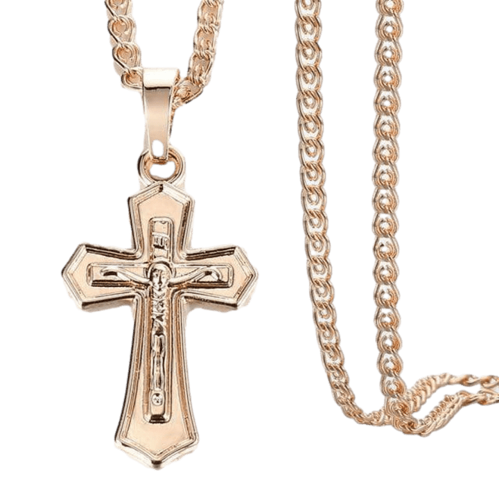 Necklaces Rose Gold Encrusted Cross Pendant Necklace