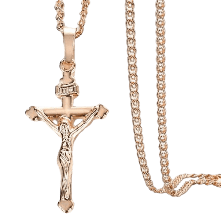 Necklaces Rose Gold Encrusted Cross Pendant Necklace
