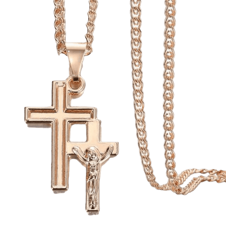 Necklaces Rose Gold Encrusted Cross Pendant Necklace
