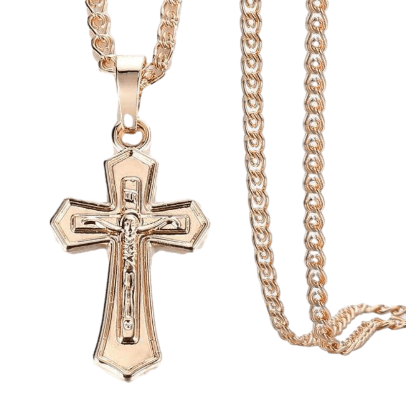Necklaces Rose Gold Encrusted Cross Pendant Necklace Rose Gold/7 / 20in