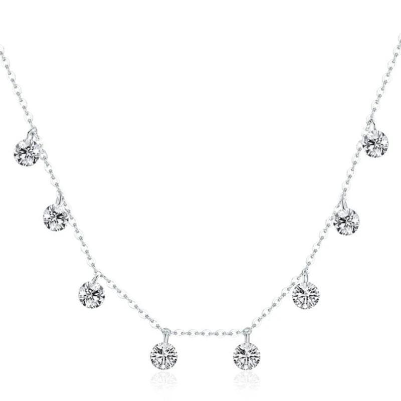 Necklaces Womens Classic Gem Stone Necklace Silver