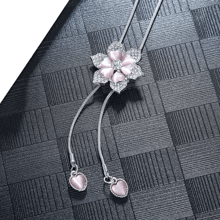 Necklaces Womens Pink Flower of Love Tassel Necklace Pink