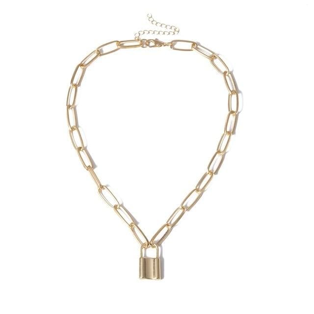 Womens Choker Punk Lock Necklace Necklaces Unique Leather Bracelets Gold  