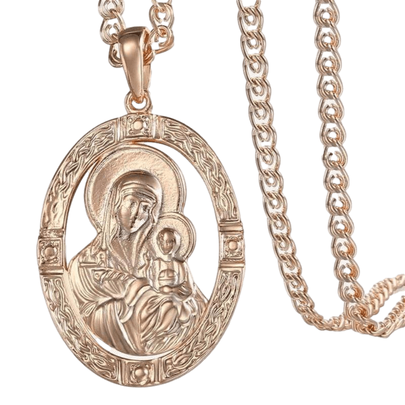 Necklaces Womens Virgin Mary Baby Jesus Pendant Necklace Gold/2