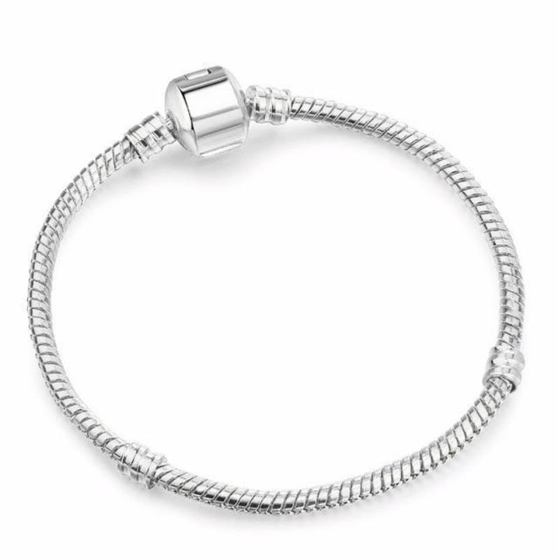 Classic Silver Bracelet Charm Unique Leather Bracelets Silver/R01 17cm 