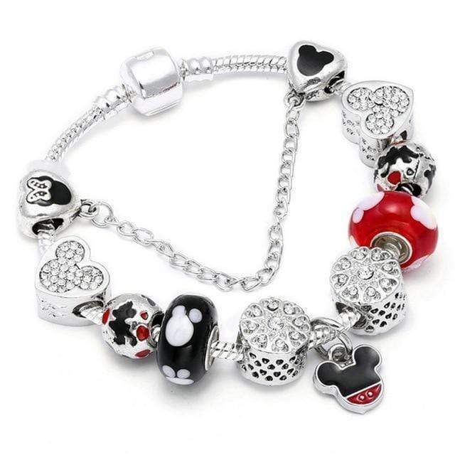 Childrens Charm Bracelet Charm Unique Leather Bracelets Silver/Red/Black 18cm 