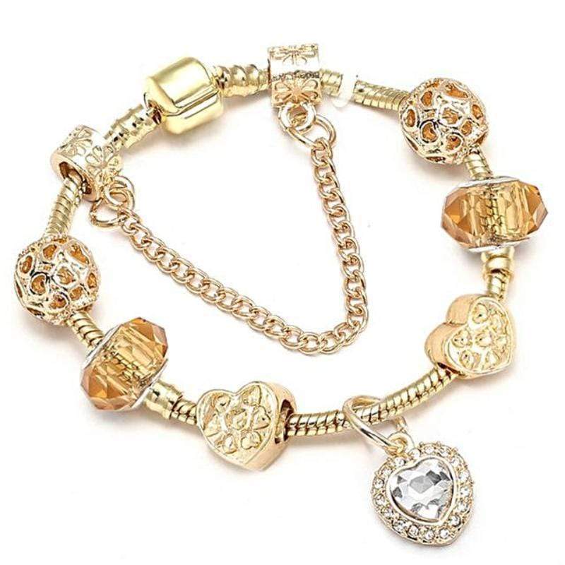 Pandora Pandora Styled Golden Charm Bracelets Gold/Amber / 17cm