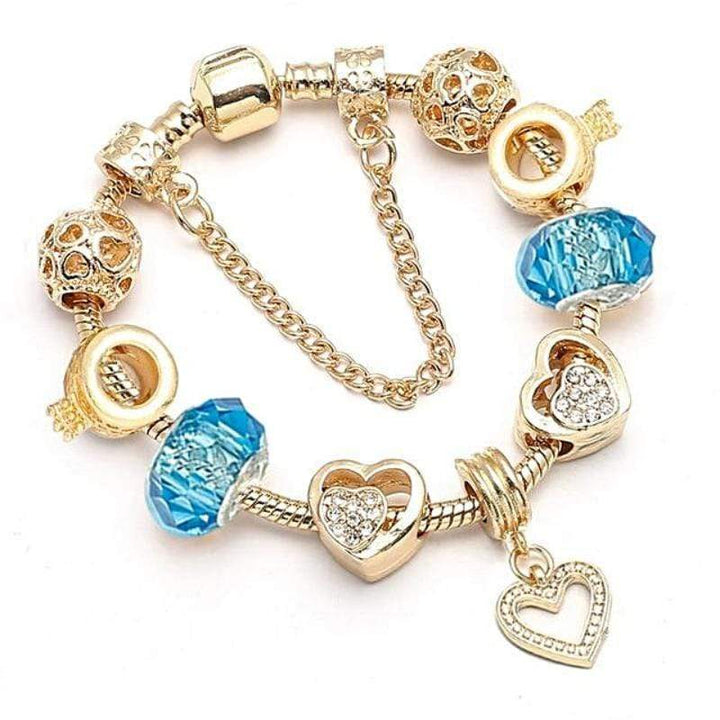 Pandora Pandora Styled Golden Charm Bracelets Gold/Blue / 17cm