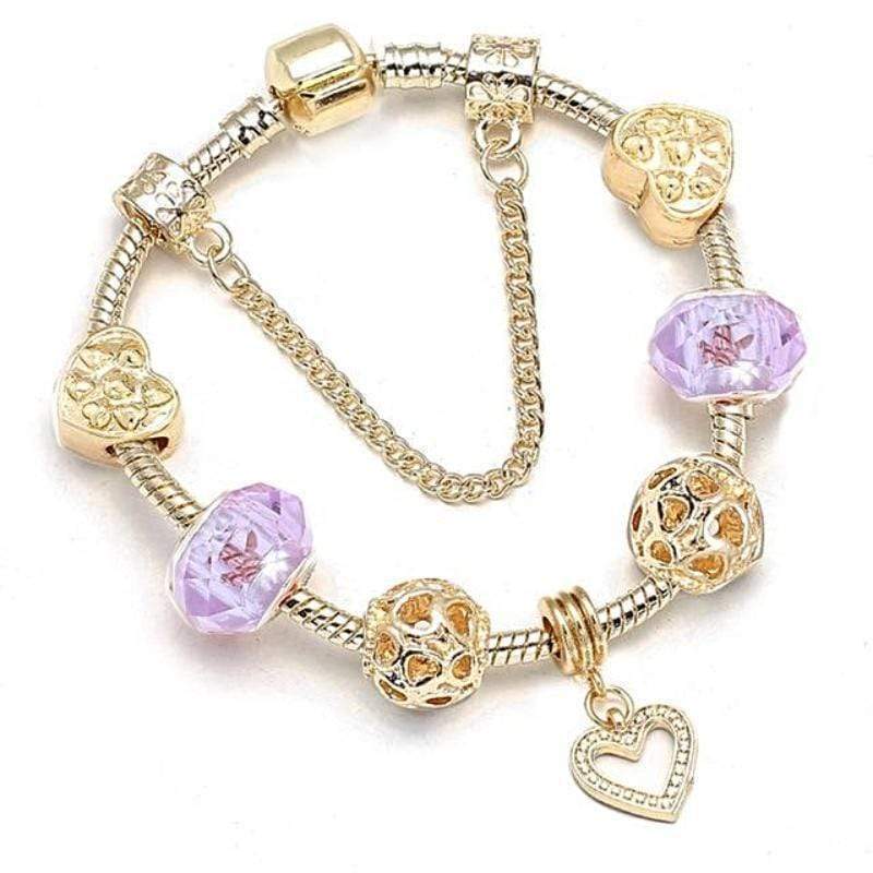 Pandora Pandora Styled Golden Charm Bracelets Gold/Lilac / 17cm